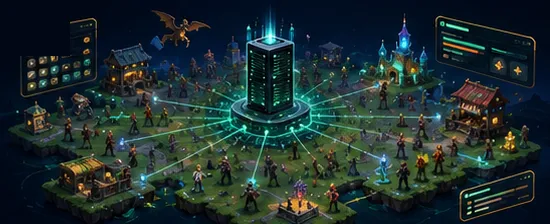 MMORPG world with connected systems