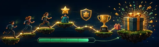 Gamified progression with rewards