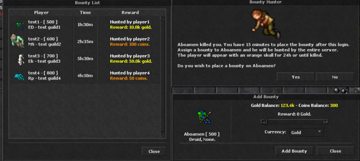 Bounty Hunter system windows
