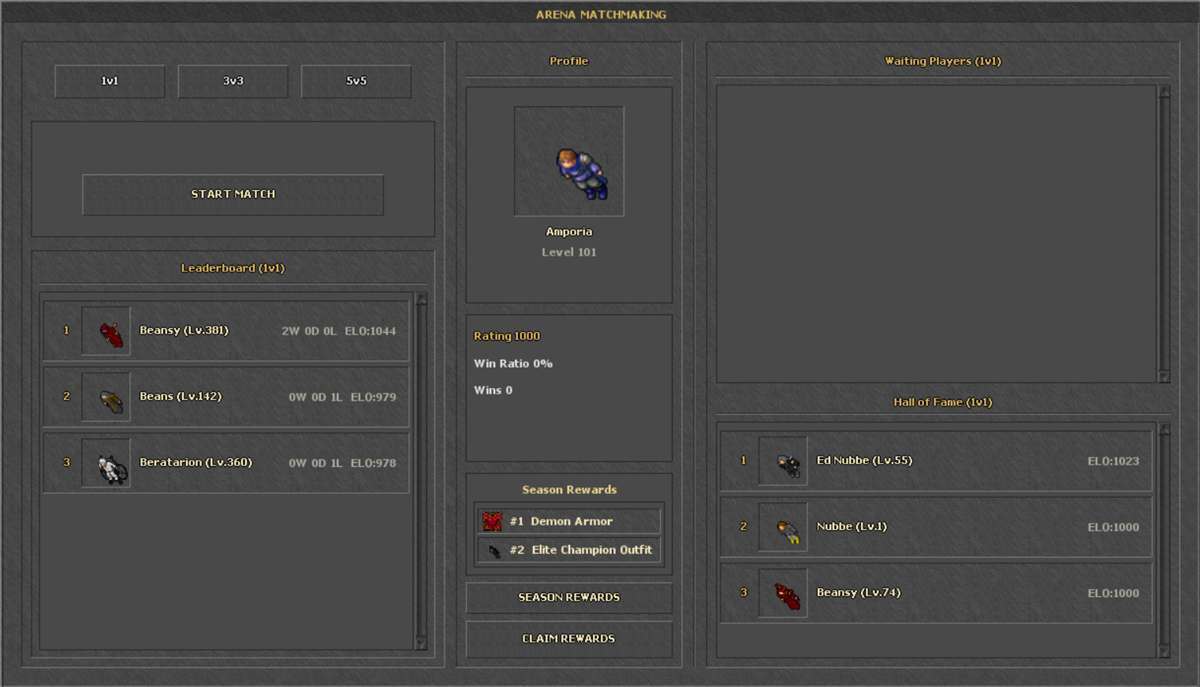 Arena Matchmaking window in OTCv8