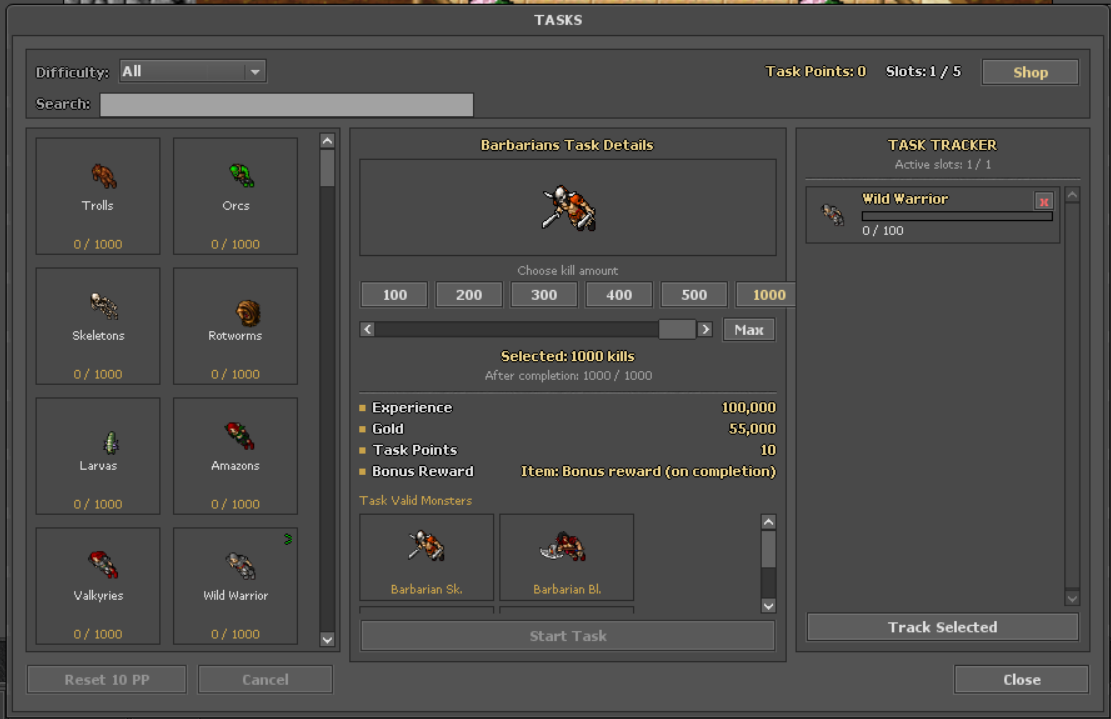 Task System with premium-points shop